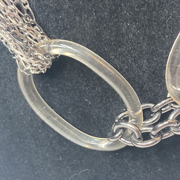 36" Long Talbots Multi Chain Style Silver & Dark Grey Tone Necklace - Picture 2 of 14